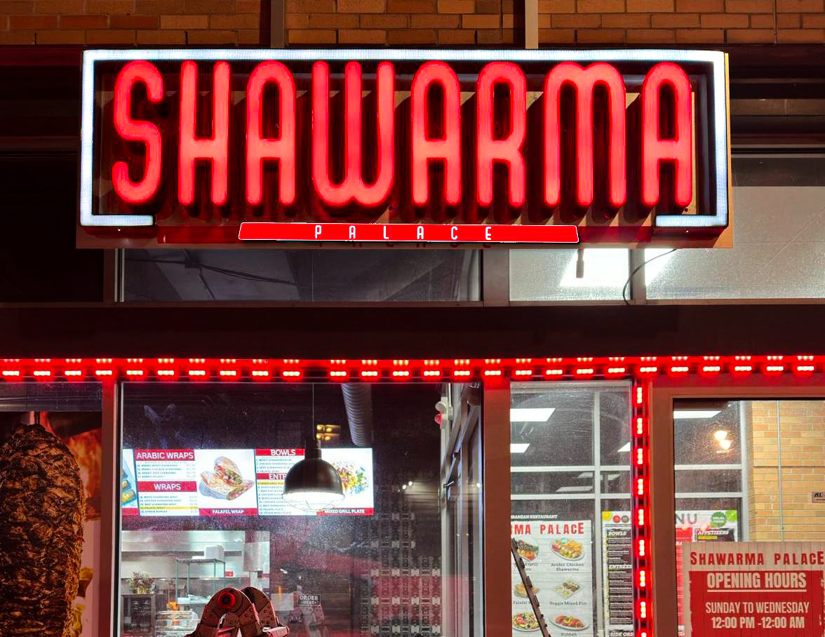 Shawarma dimensional channel letter storefront sign