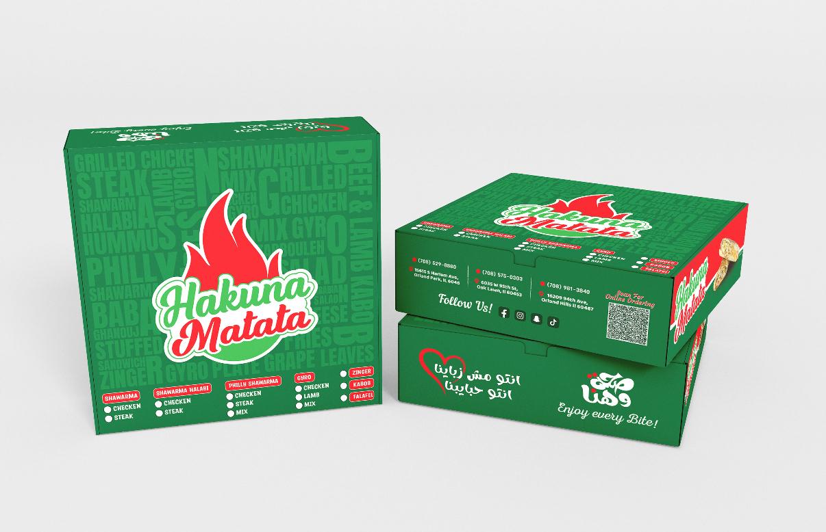 Hakuna Matata custom branded food packaging and takeout boxes