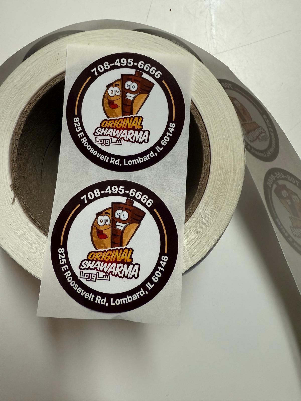 Original Shawarma custom printed branded sticker roll